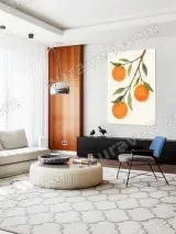 Watercolor Oranges Branch Canvas Wall Art for Living Room Home Decor – view 5
