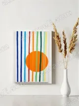 Abstract Color Stripes & Orange Circle Wall Art for Living Room Decor – view 4