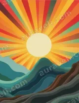 Retro Sunrise Mountain Canvas Wall Art for Living Room Home Decor wall art print