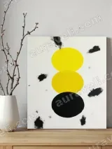 Abstract Black Yellow Circles Canvas Wall Art for Home Decor
