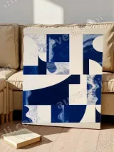 Abstract Blue & Cream Geometric Canvas Wall Art for Living Room Decor – вид 4