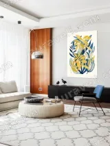 Yellow & Blue Botanical Leaves Canvas Wall Art for Living Room Home Decor – view 5