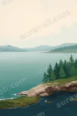 Lake Pine Forest Landscape Canvas Wall Art for Living and framed modern home decor