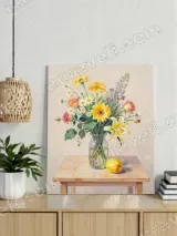 Floral Still Life Oil Canvas Wall Art for Living Room Home Decor – view 3