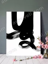 Abstract Black White Brushstroke Canvas Wall Art for Living Room Home Decor – view 3