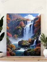 Autumn Waterfall Mountain Landscape Canvas Wall Art for Living Room Bedroom Home Decor – view 4
