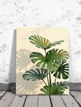 Monstera Leaf Canvas Wall Art for Living & Bedroom Home Decor