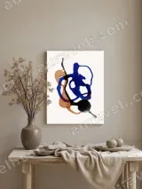 Abstract Blue & Orange Shapes Canvas Wall Art for Living Room Home Decor – view 3