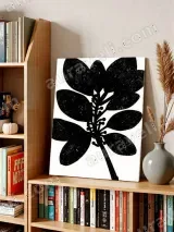 Black Botanical Leaf Silhouette Canvas Wall Art for Living Room Decor – view 3