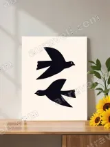 Two Black Birds Minimalist Canvas Wall Art for Living Room Home Decor