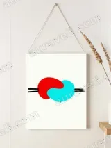 Abstract Linked Red Cyan Canvas Wall Art for Living Room Decor – вид 2