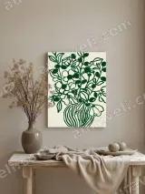 Green Line Art Floral Vase Canvas Wall Art for Living Room Decor – view 3