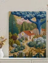 Whimsical Cottage Forest Landscape Canvas Wall Art for Living Room Decor – view 3