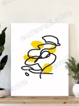 Abstract Line Art Canvas Wall Art with Yellow Dots for Living Room Decor – view 4