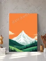 Snowy Mountain Landscape Canvas Wall Art for Living Room Home Decor