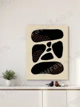 Abstract Black & Orange Dots Canvas Wall Art for Living Room Decor – вид 4