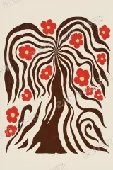 Abstract Floral Tree Canvas Wall Art for Living Room framed modern home decor