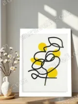 Abstract Line Art with Yellow Dots Canvas Wall Art for Living Room Home Decor – view 4
