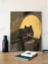 Wolf with Golden Moon Canvas Wall Art for Living Room Bedroom Home Decor – вид 4