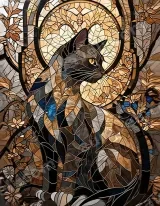 Stained Glass Cat Canvas Wall Art for Living Room Home Decor wall art print