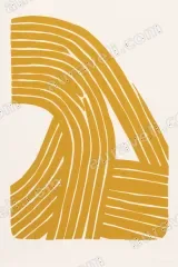 Mustard Yellow Abstract Lines Canvas Wall Art for Living framed modern home decor