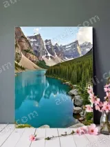 Snow - Capped Mountain Lake Forest Canvas Wall Art for Home Decor – view 3