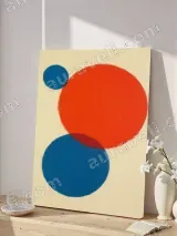 Minimalist Red Blue Circle Canvas Wall Art for Living Room Home Decor – view 4