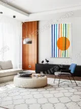 Abstract Color Stripes & Orange Circle Wall Art for Living Room Decor – view 5