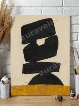 Abstract Black Geometric Canvas Wall Art for Living Room Home Decor