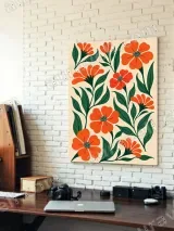 Vibrant Orange Floral Canvas Wall Art for Living Room Home Decor – вид 4