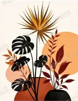 Abstract Tropical Botanical Plants Canvas Wall Art for Living modern home decor