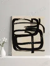 Abstract Black Brushstroke Canvas Wall Art for Living Room Home Decor – view 3