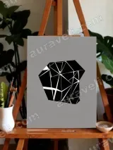 Abstract Geometric Black Crystal Canvas Wall Art for Home Decor