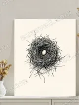 Bird Nest with Egg Line Art Canvas Wall Art for Home Decor – вид 3
