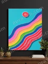 Rainbow Wavy Lines Colorful Canvas Wall Art for Living Room Home Decor – view 3