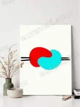Abstract Linked Red Cyan Canvas Wall Art for Living Room Decor