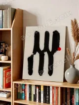 Abstract Black Brushstroke with Red Dot Canvas Wall Art for Home Decor – вид 4