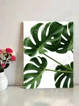 Monstera Leaves Canvas Wall Art, Tropical Minimalist Home Decor for Living Room Bedroom