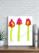Flame - Shaped Floral Canvas Wall Art for Living Room Home Decor
