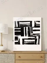 Abstract Black White Geometric Canvas Wall Art for Living Room Decor – view 3