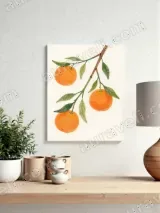 Watercolor Oranges Branch Canvas Wall Art for Living Room Home Decor – view 4