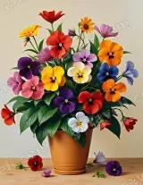 Colorful Pansy Floral Canvas Wall Art for Living Room framed modern home decor