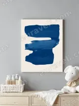 Blue Abstract Brushstroke Canvas Wall Art for Living Room Home Decor – вид 4