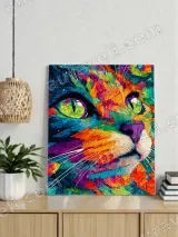 Colorful Abstract Cat Canvas Wall Art for Home Decor – вид 3