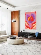 Vibrant Abstract Floral Canvas Wall Art for Living Room Decor – вид 5