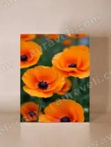 Orange Poppies Floral Canvas Wall Art for Living Room & Bedroom Home Decor – view 4