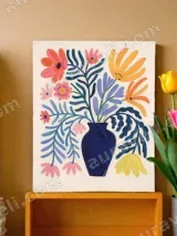 Vibrant Floral Blue Vase Canvas Wall Art for Living Bedroom Home Decor – вид 2