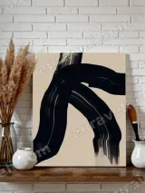 Minimalist Abstract Black Brushstroke Canvas Print - Living Room Decor