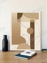 Abstract Geometric Brown Tones Canvas Wall Art for Living Room Home Decor – view 4