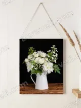 White Floral Bouquet in Pitcher Canvas Wall Art for Living Room Bedroom Home Decor – вид 2